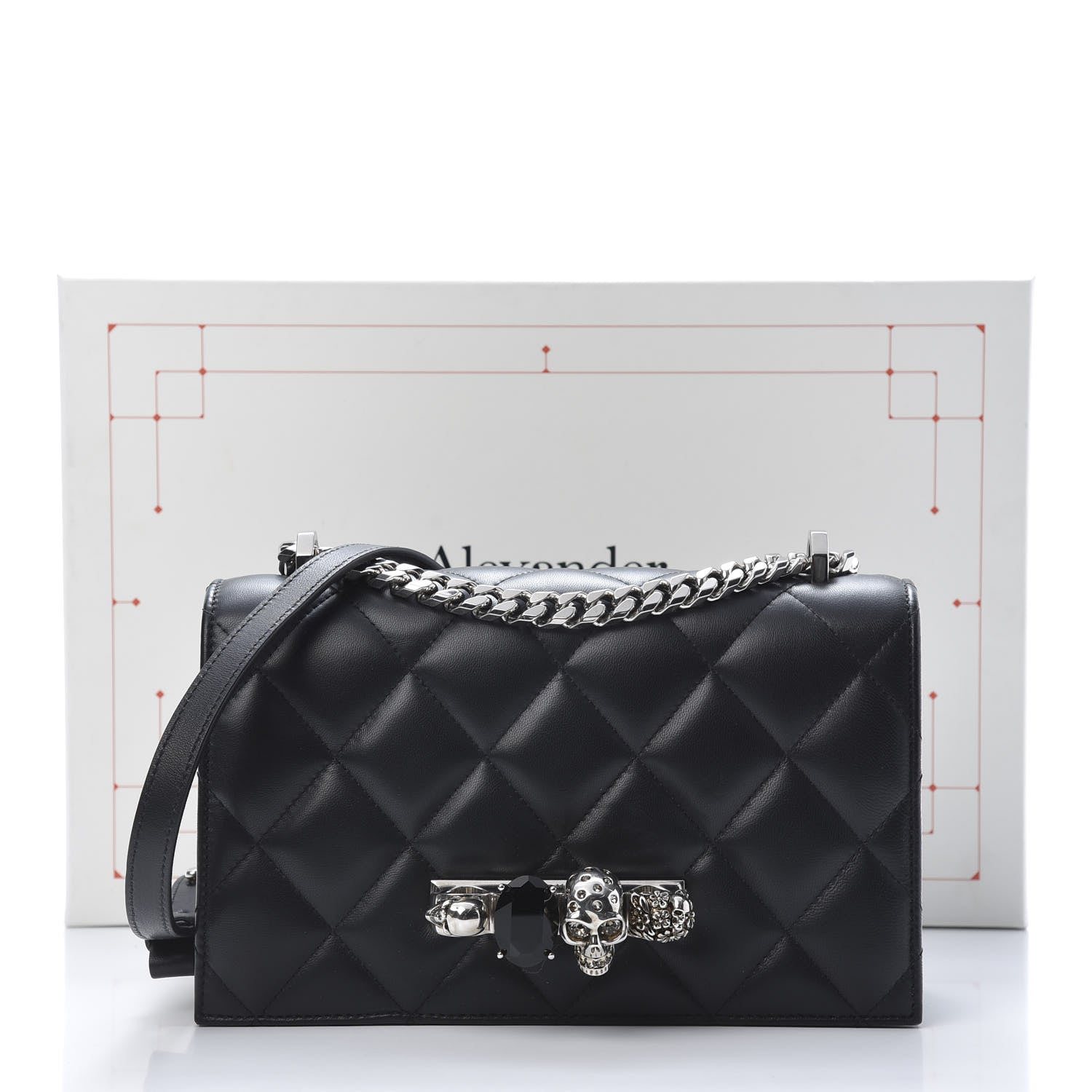 Alexander McQueen Lambskin Quilted Knuckle Shoulder Bag Black 13 of 13