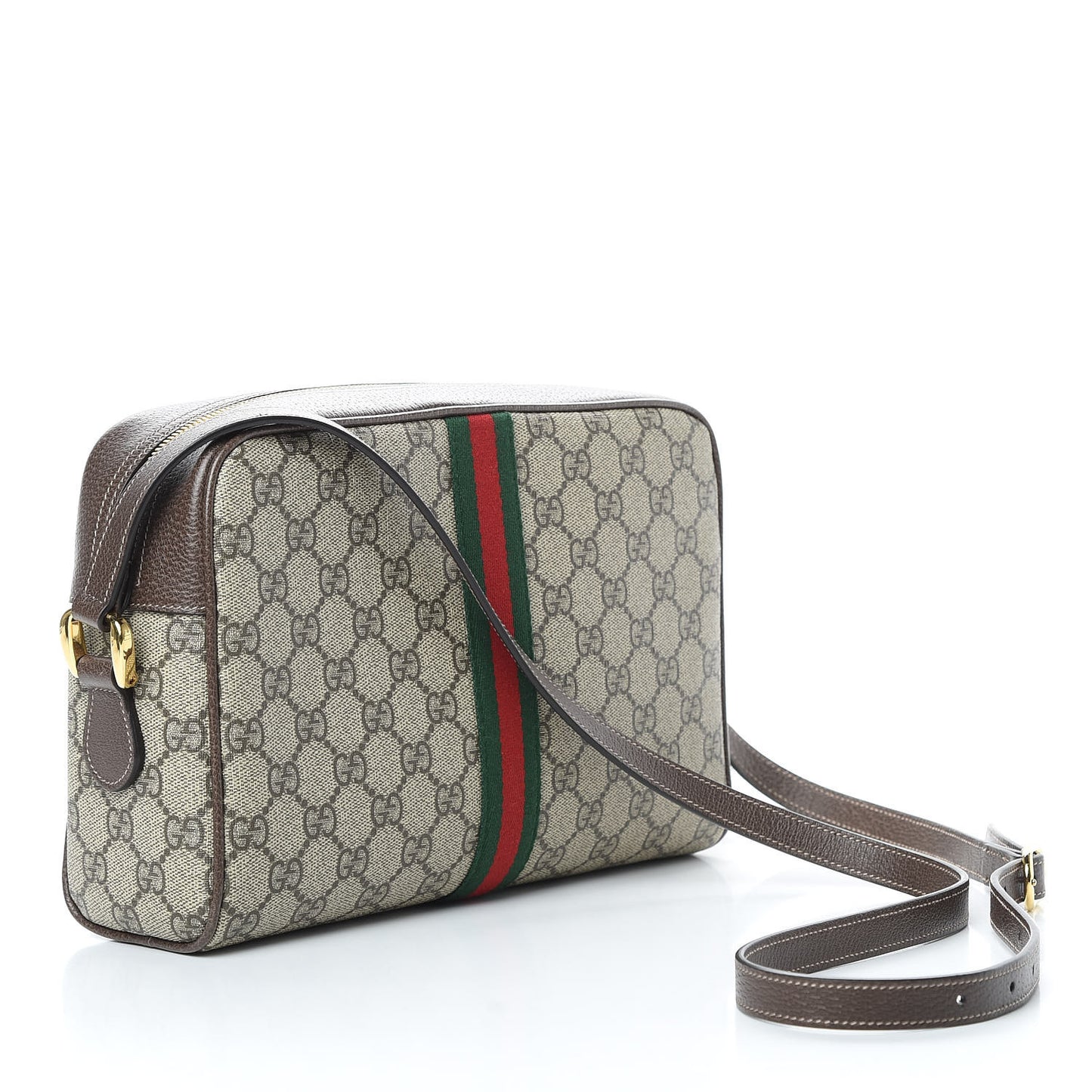 GG Supreme Monogram Web Small Ophidia Shoulder Bag Brown