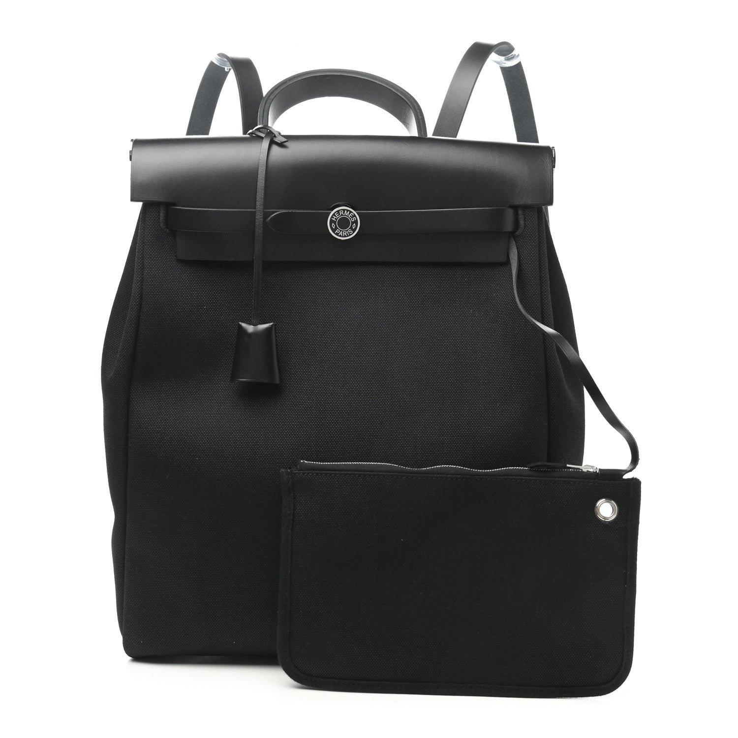 Hermes Military Toile Vache Hunter Herbag a Dos Zip Retourne Backpack Black 1 of 12