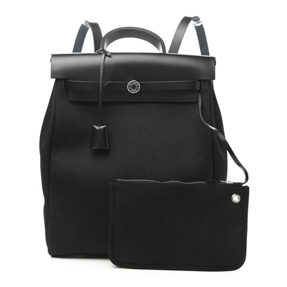 Hermes Military Toile Vache Hunter Herbag a Dos Zip Retourne Backpack Black 1 of 12