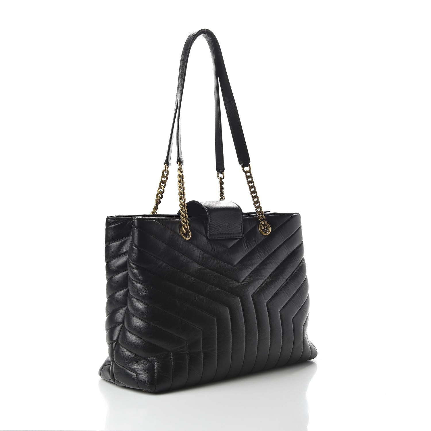 Saint Laurent Calfskin Y Quilted Monogram Large Loulou Shopper Black 3 of 9