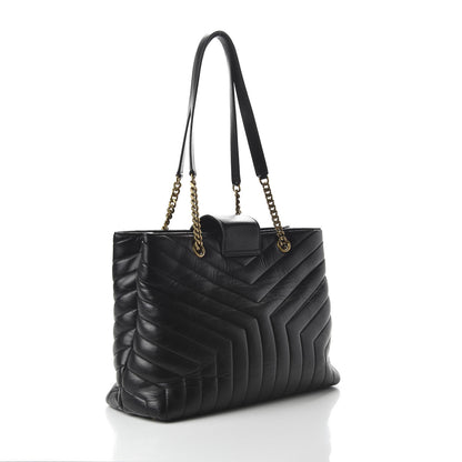 Saint Laurent Calfskin Y Quilted Monogram Large Loulou Shopper Black 3 of 9
