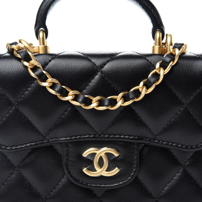 Chanel Lambskin Quilted Top Handle Flap Coin Purse With Chain Black 11 of 14
