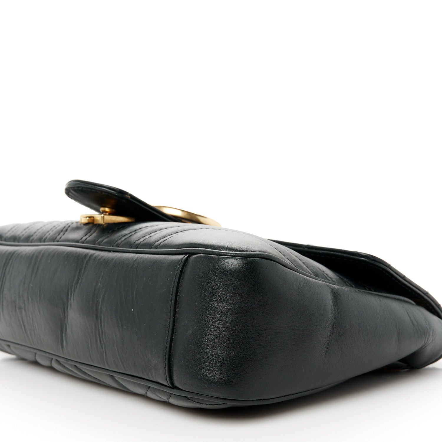 Gucci Calfskin Matelasse Medium GG Marmont Shoulder Bag Black 11 of 12