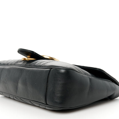 Gucci Calfskin Matelasse Medium GG Marmont Shoulder Bag Black 11 of 12