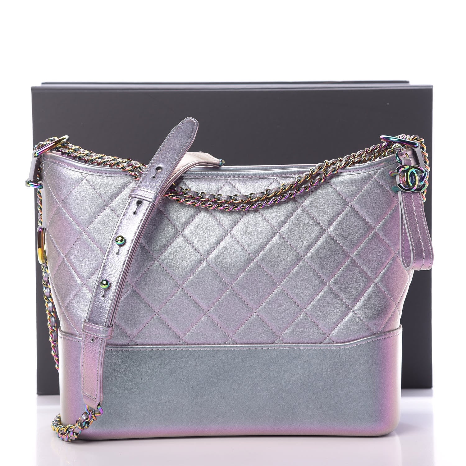 Chanel Iridescent Lambskin Calfskin Quilted Medium Gabrielle Hobo Light Purple 11 of 11