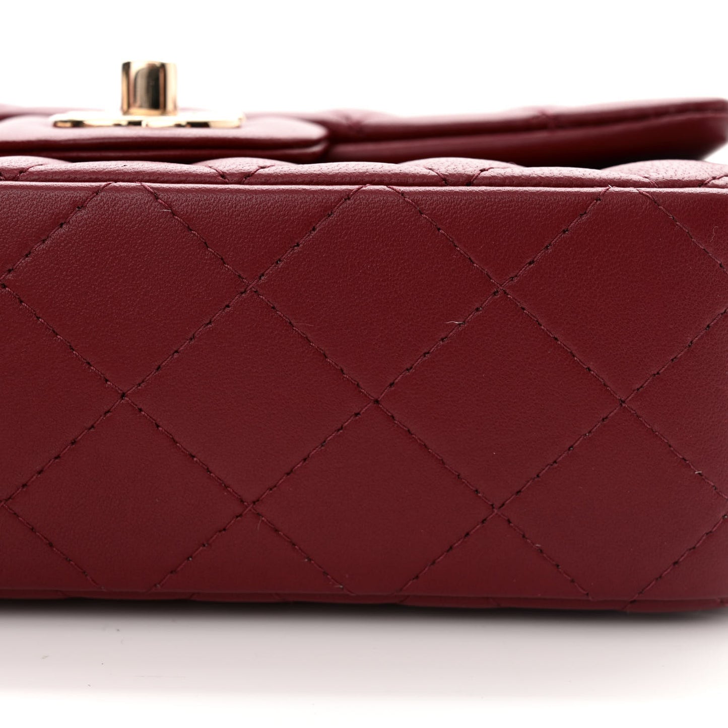 Lambskin Quilted Mini Rectangular Flap Burgundy