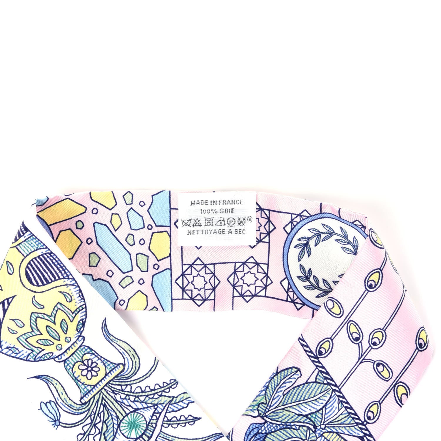 Hermes Silk La Danse Des Amazones Twilly Rose Pale Bleu Jaune 3 of 5