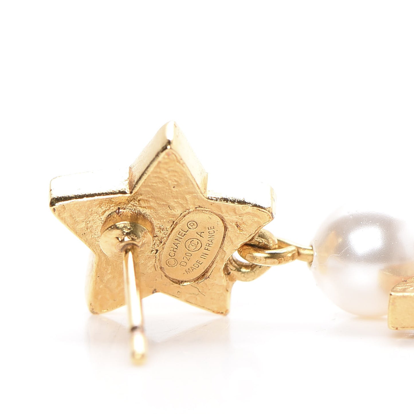 Crystal Pearl CC Star Drop Earrings Gold