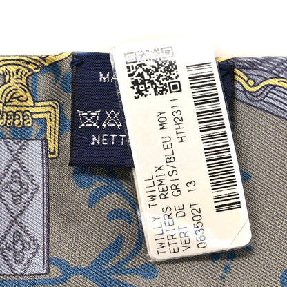 Hermes Silk Etriers Remix Twilly Vert De Gris Bleu Moyen 3 of 4