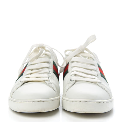 Gucci Calfskin Web Bee Embroidered Womens Ace Sneakers 37 White Green 2 of 12