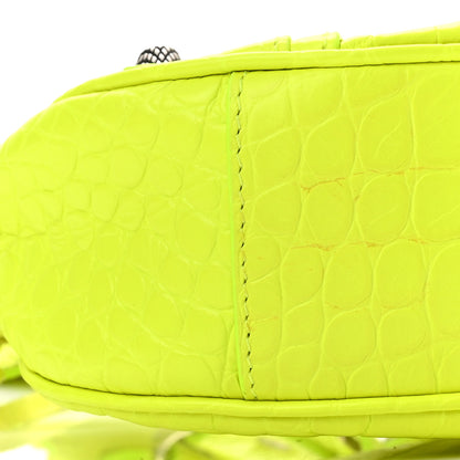 Balenciaga Extra Supple Calfskin Crocodile Embossed Le Cagole Shoulder Bag XS Fluo Yellow 9 of 10