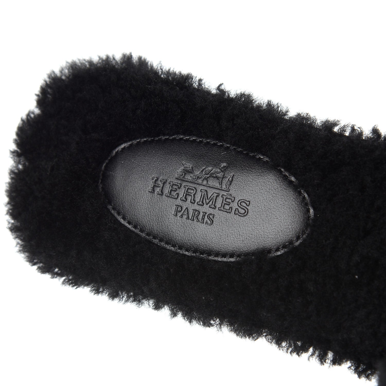 Hermes Woolskin Oran Sandals 37 Black 6 of 8