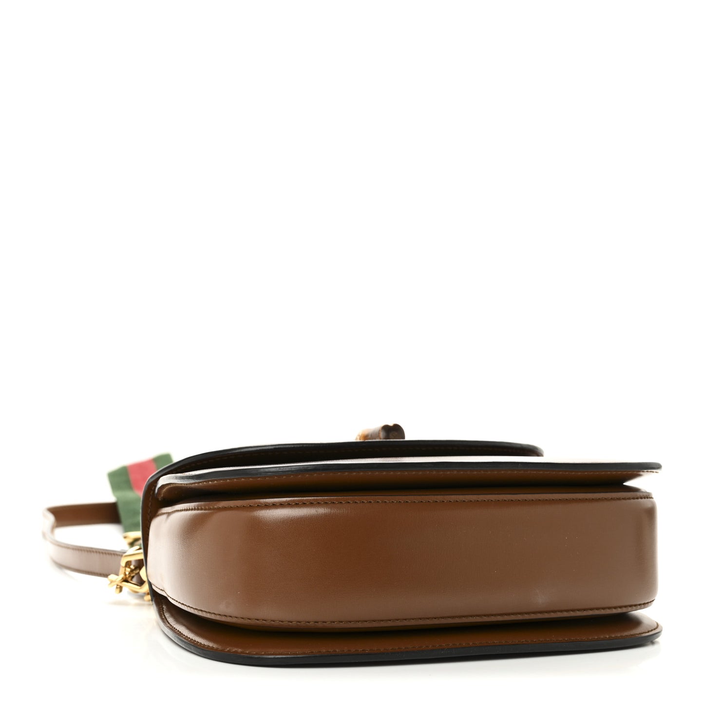 Boarded Dyana Lux Calfskin Web Small Bamboo 1947 Top Handle Bag Brown