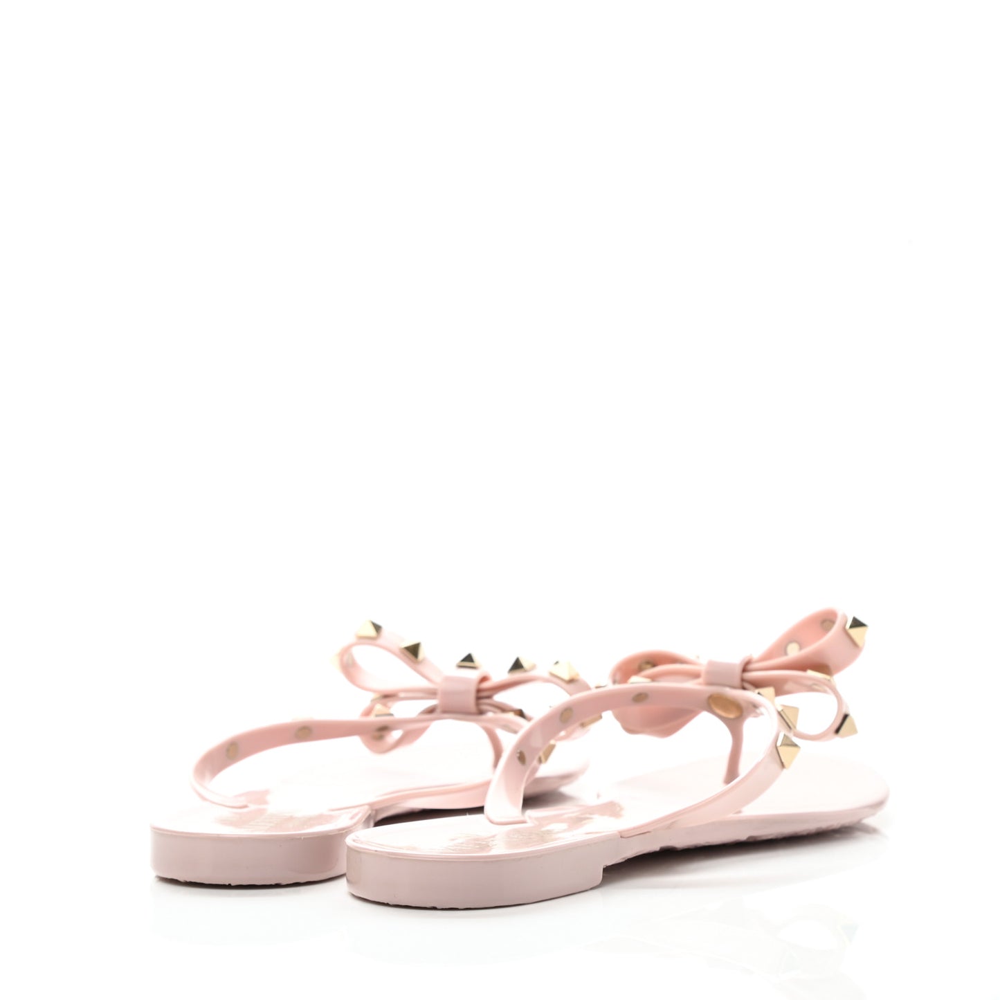 PVC Jelly Rockstud Bow Thong Sandals 36 Water Rose