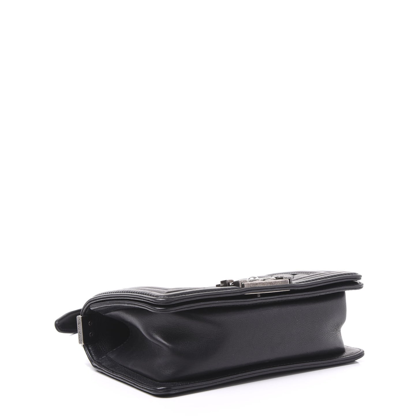 Calfskin Quilted Small Boy Flap Black