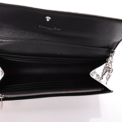 Christian Dior Metallic Patent Micro-Cannage Lady Dior Croisiere Chain Wallet Silver 5 of 7