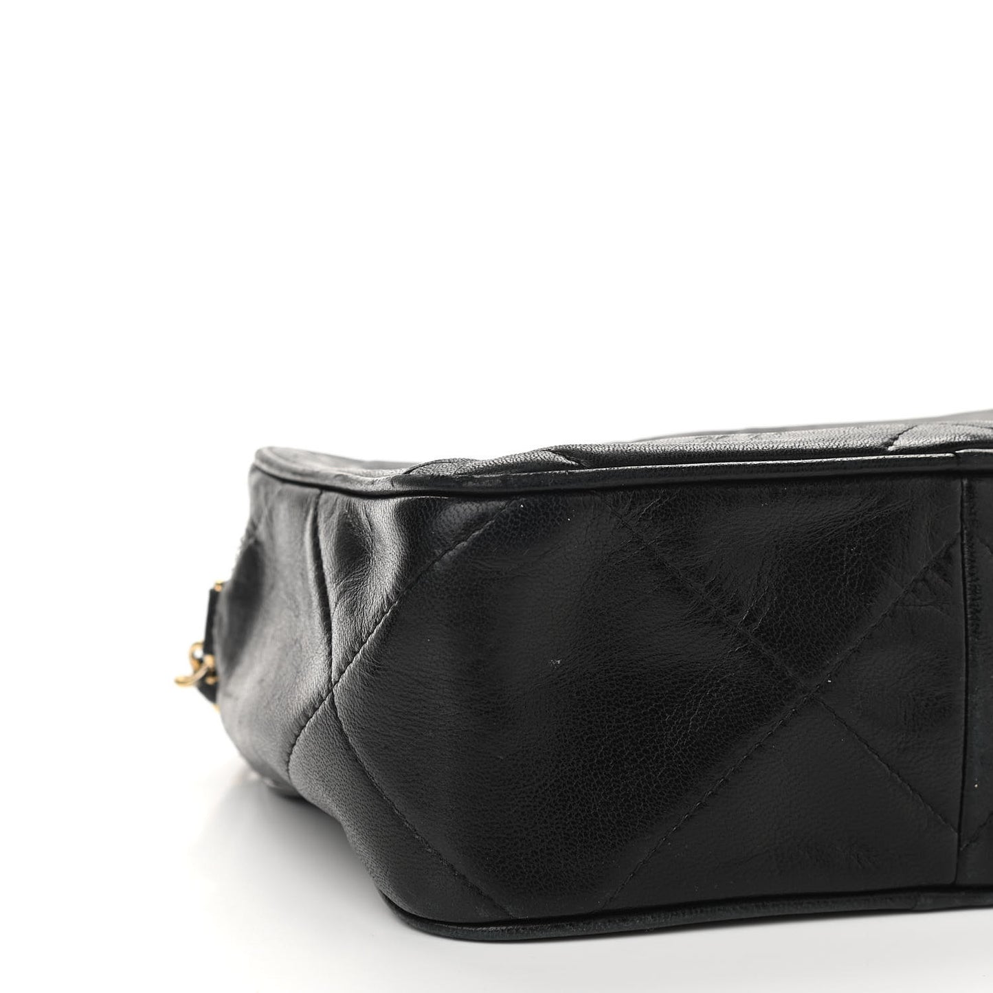 Lambskin Quilted CC Tassel Camera Case Black