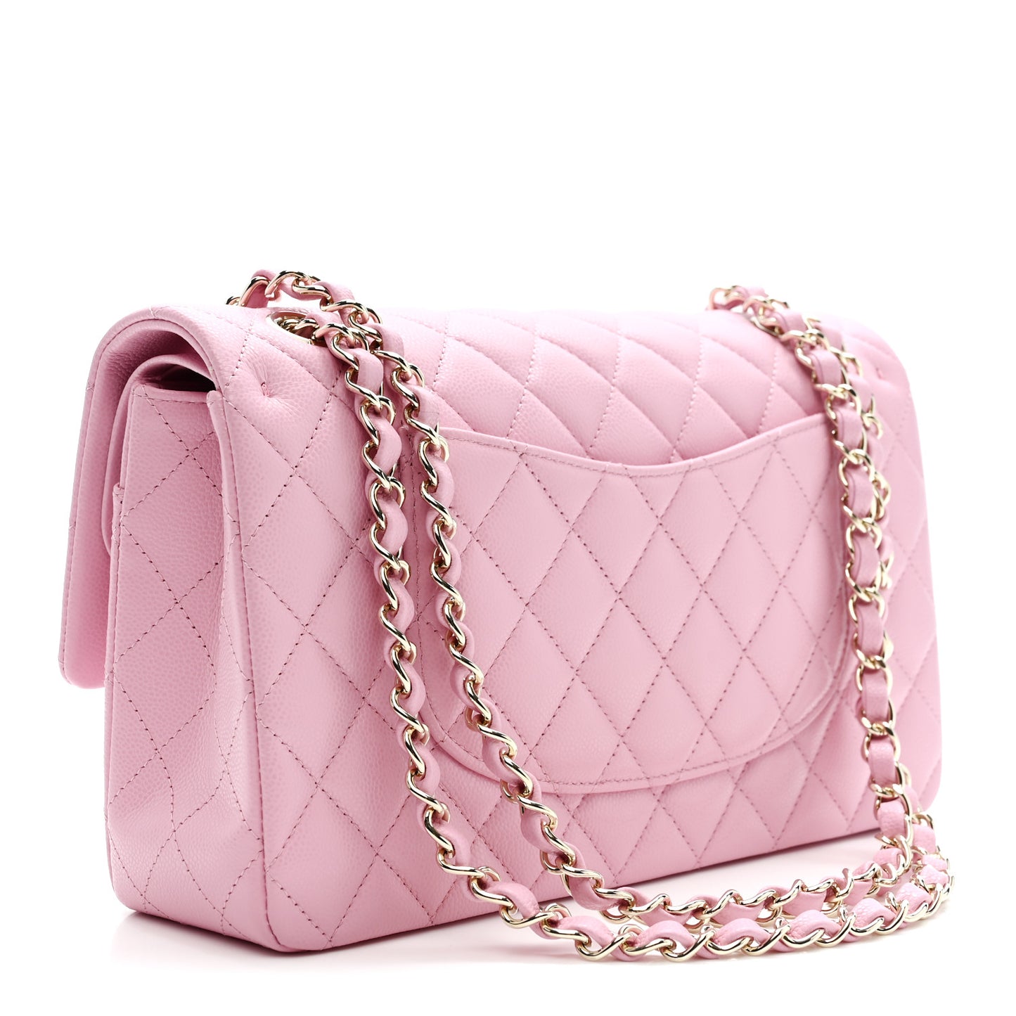 Caviar Quilted Medium Double Flap Pink