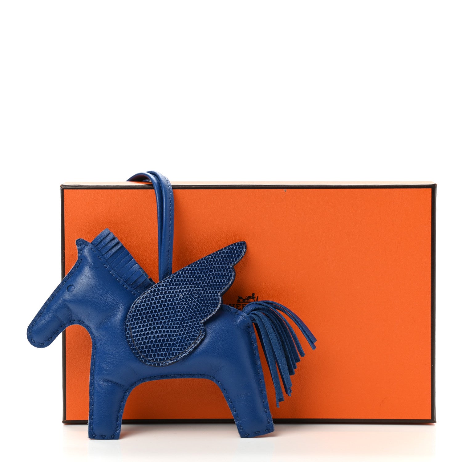 Hermes Milo Lambskin Lizard Touch Grigri Rodeo Pegase Horse Bag Charm PM Bleu France 5 of 5