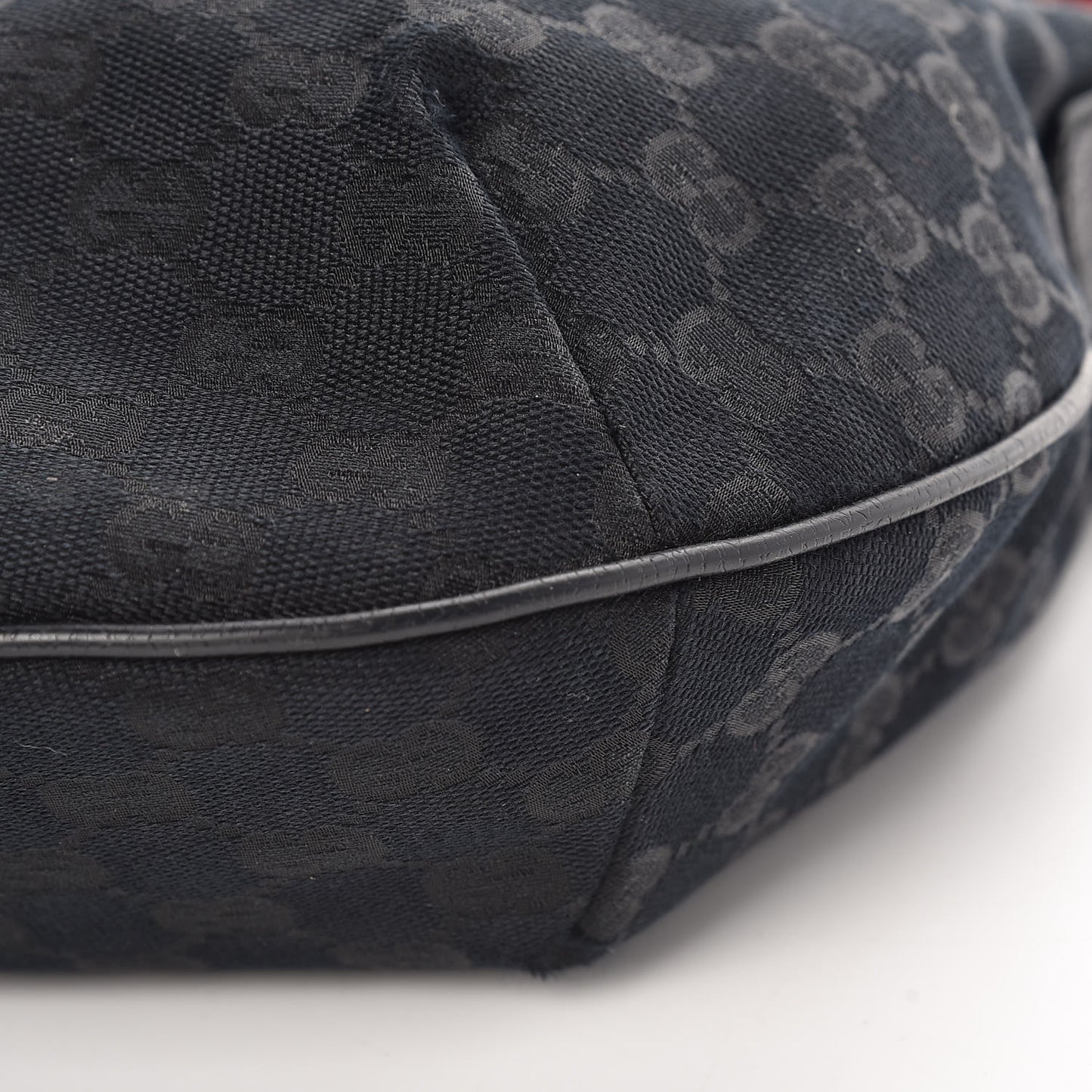 Monogram Web Medium Half Moon Hobo Black
