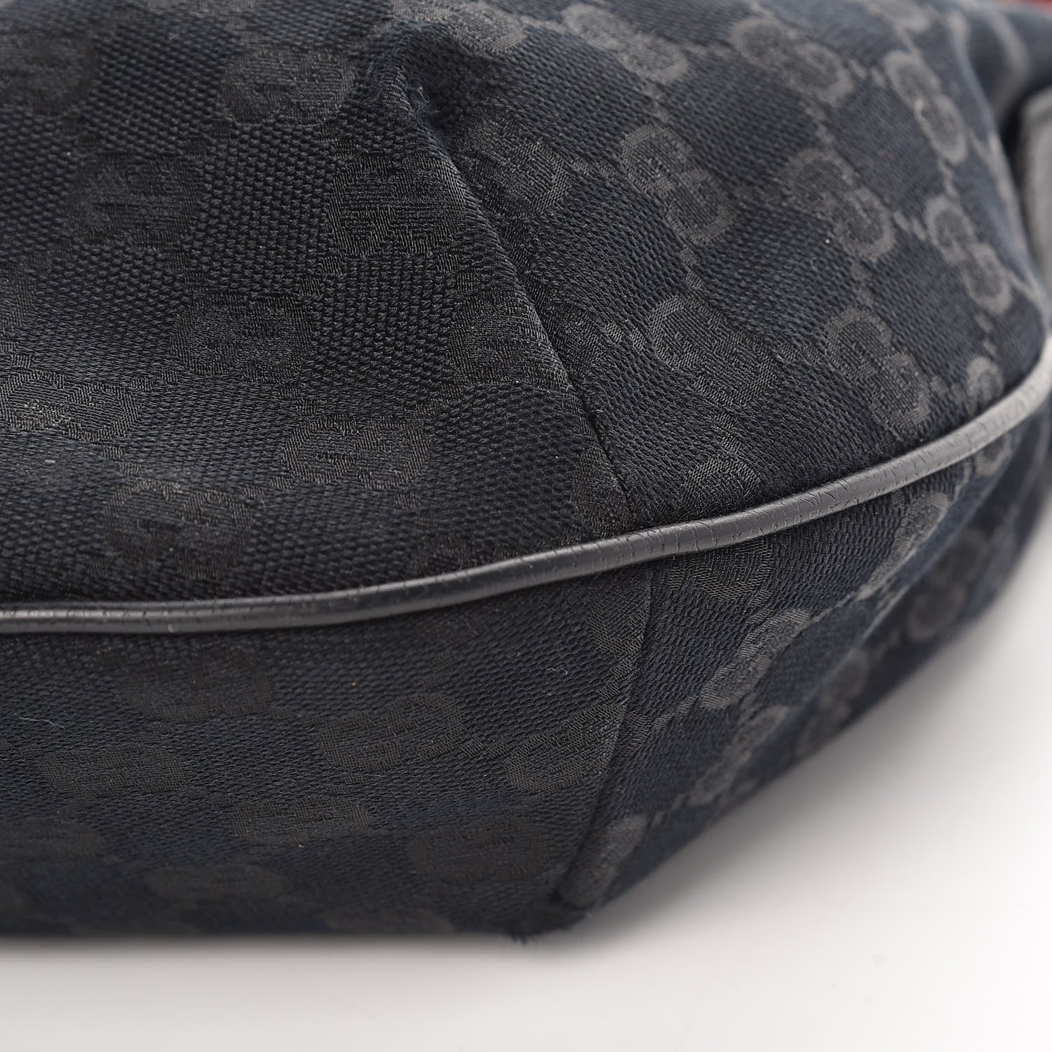 Gucci Monogram Web Medium Half Moon Hobo Black 12 of 12