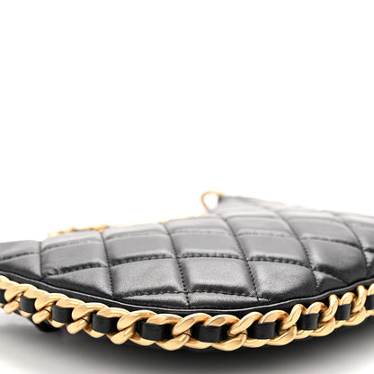 Chanel Shiny Crumpled Lambskin Quilted Trendy Chain Around Hobo Black 9 of 10