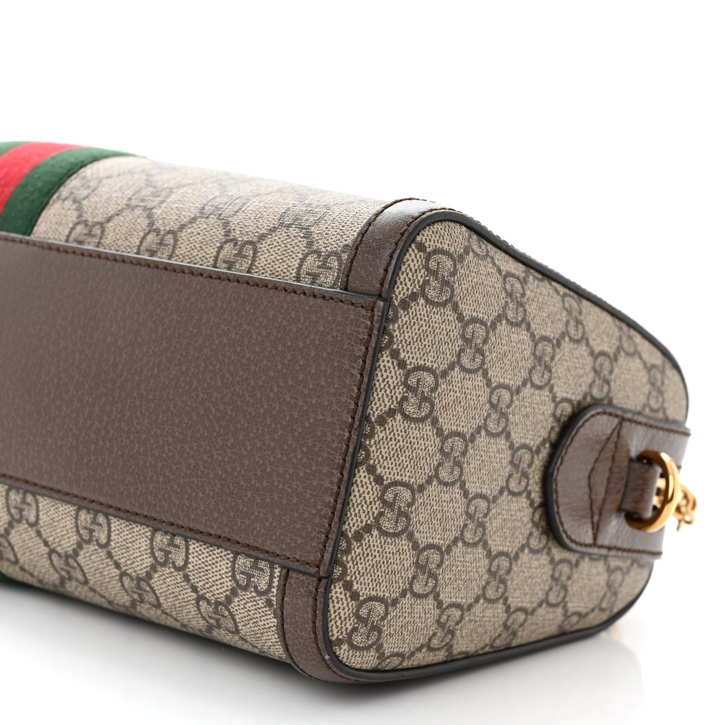 GG Supreme Monogram Textured Dollar Calfskin Web Medium Ophidia Boston Beige Ebony New Acero