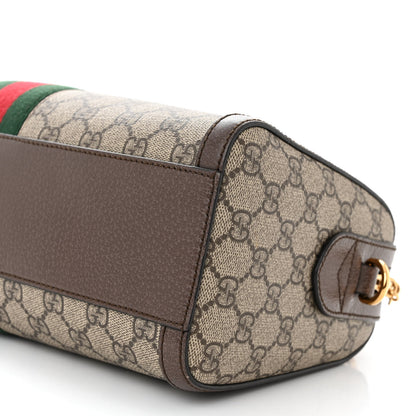 Gucci GG Supreme Monogram Textured Dollar Calfskin Web Medium Ophidia Boston Beige Ebony New Acero 10 of 11