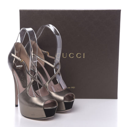 Gucci Metallic Nappa Lili Platform Pumps 36 Sasso 10 of 10