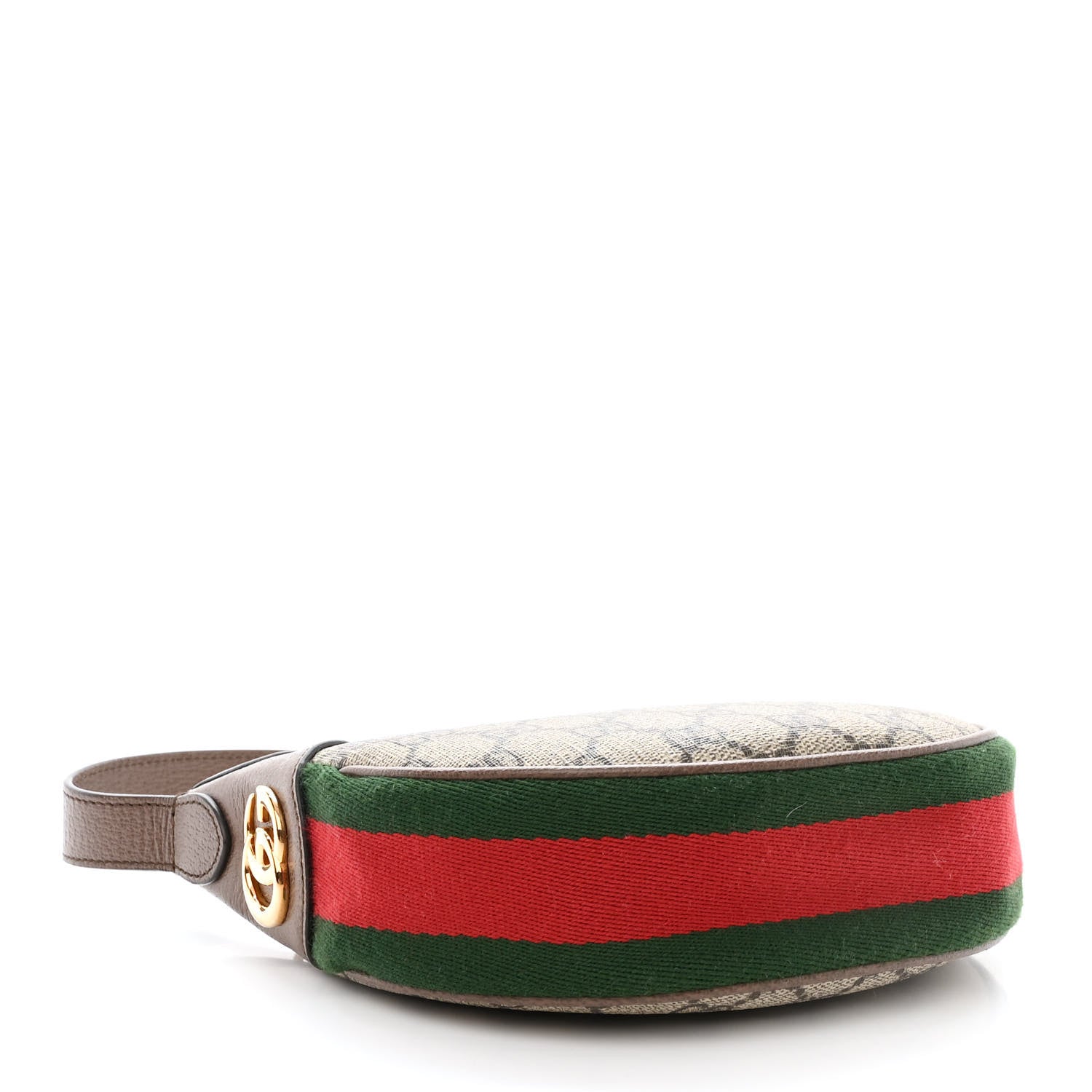 Gucci GG Supreme Monogram Textured Calfskin Web Mini Ophidia Half Moon Hobo Beige Ebony New Acero 4 of 10