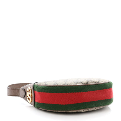 Gucci GG Supreme Monogram Textured Calfskin Web Mini Ophidia Half Moon Hobo Beige Ebony New Acero 4 of 10