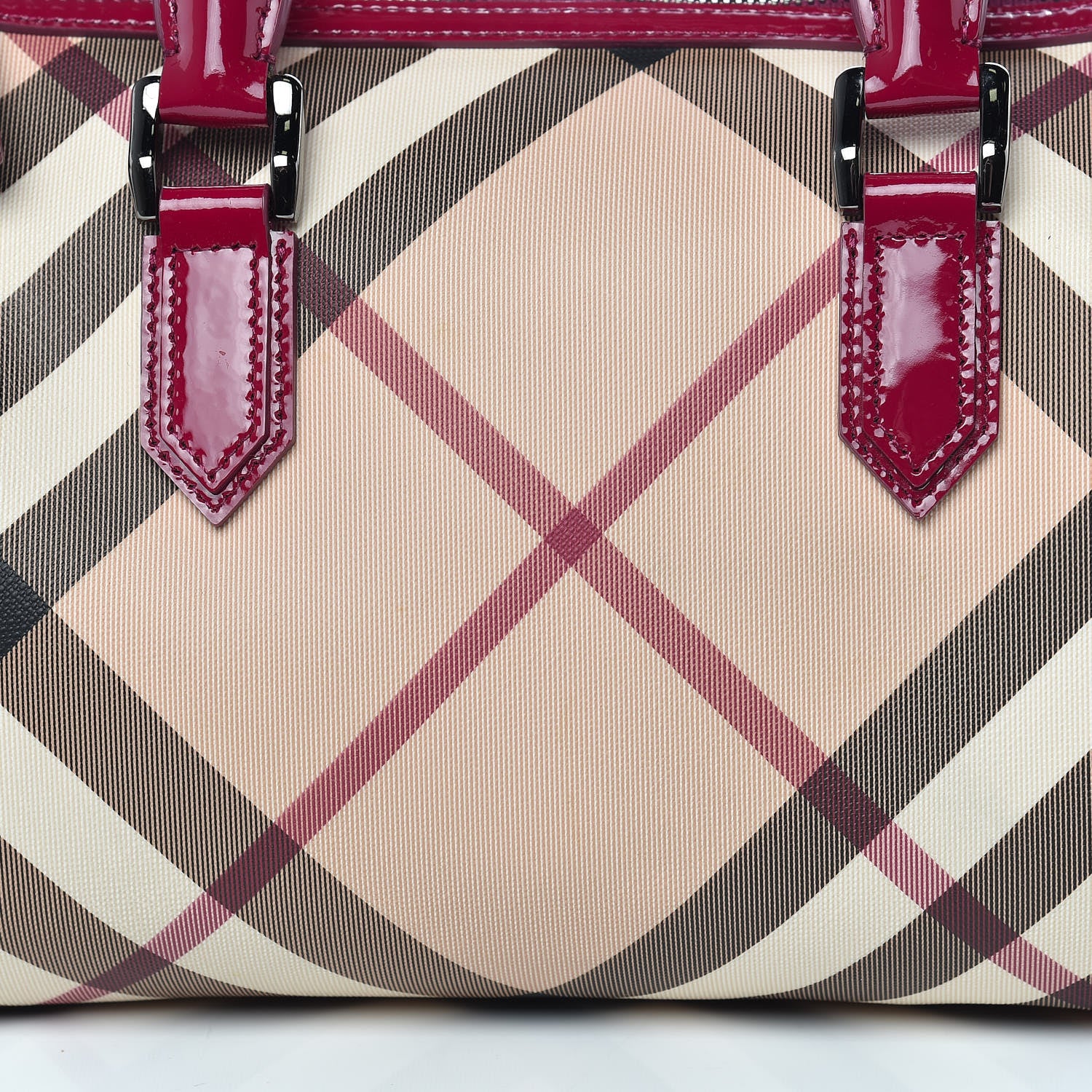 Burberry Patent Nova Check Chester Bowling Bag Raspberry Sorbet 12 of 12