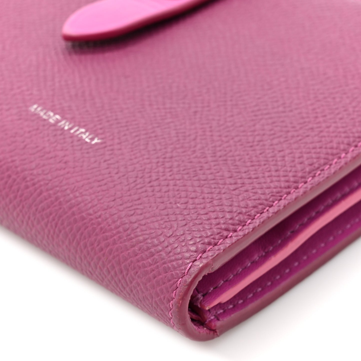 Grained Calfskin Medium Multifunction Strap Wallet Magenta