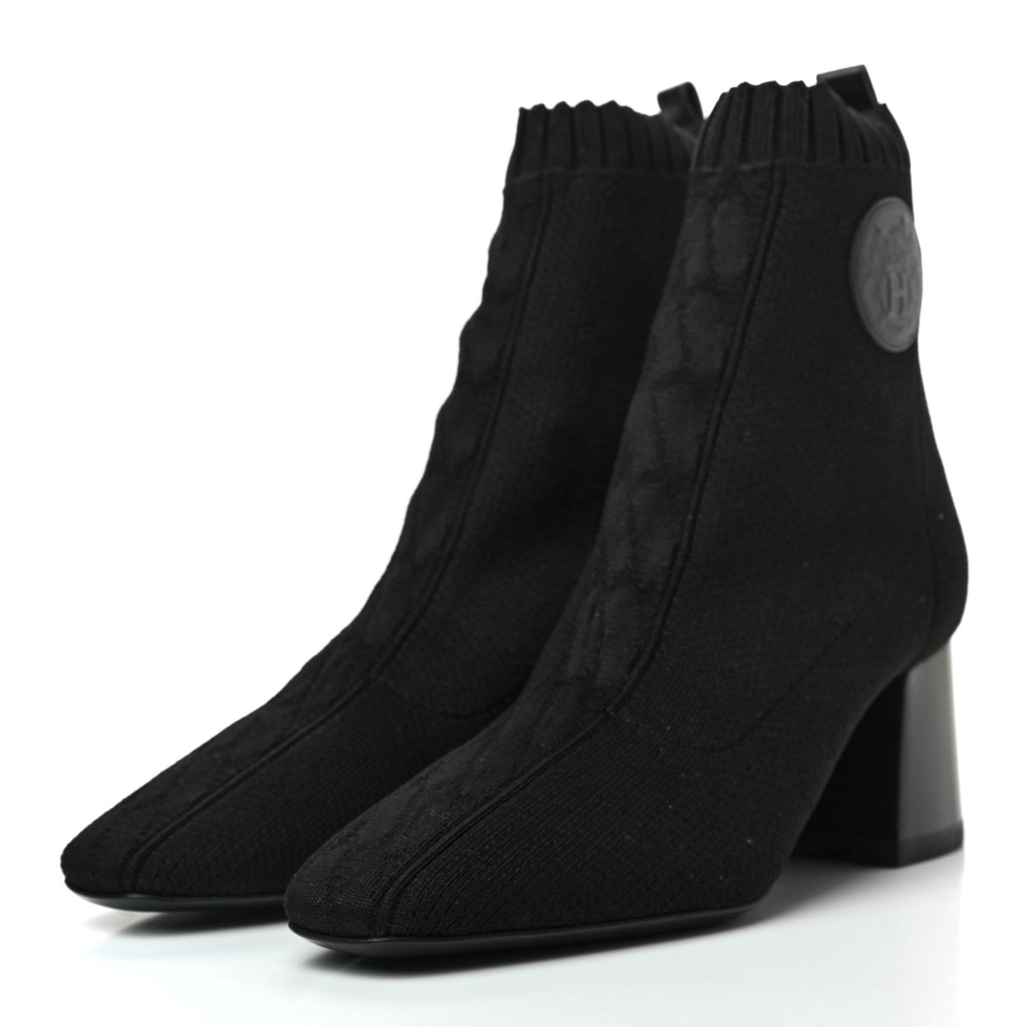 Knit Calfskin Volver Ankle Boots 38 Black