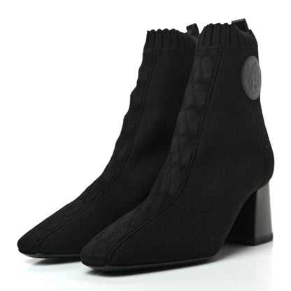 Hermes Knit Calfskin Volver Ankle Boots 38 Black 3 of 7