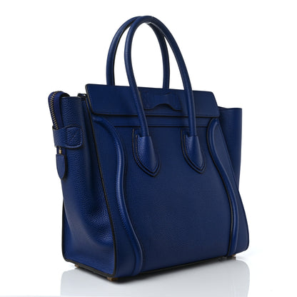 Celine Drummed Calfskin Micro Luggage Indigo 2 of 8