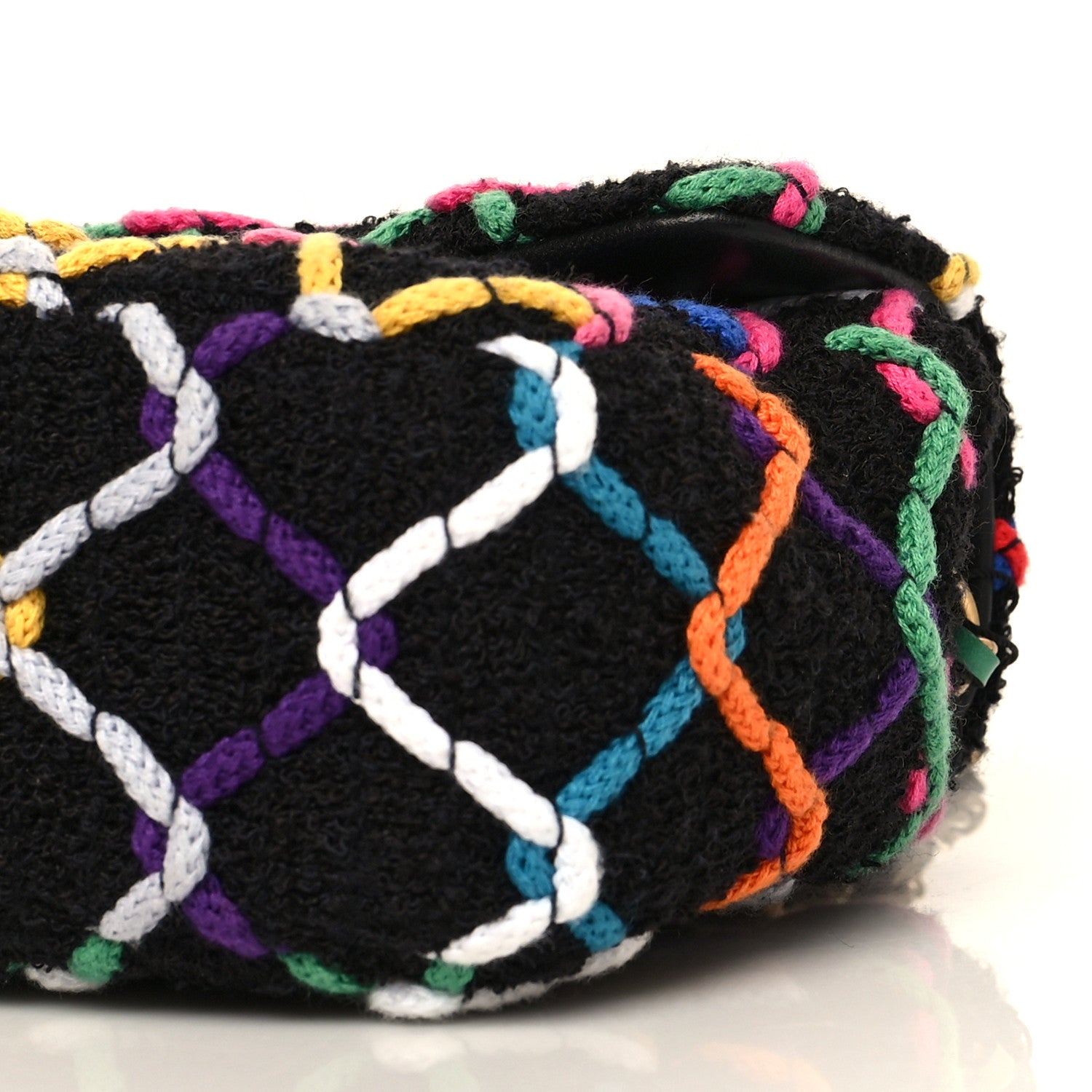 Chanel Tweed Diamond Threaded Mini Rectangular Pearl Crush Flap Black Multicolor 9 of 9