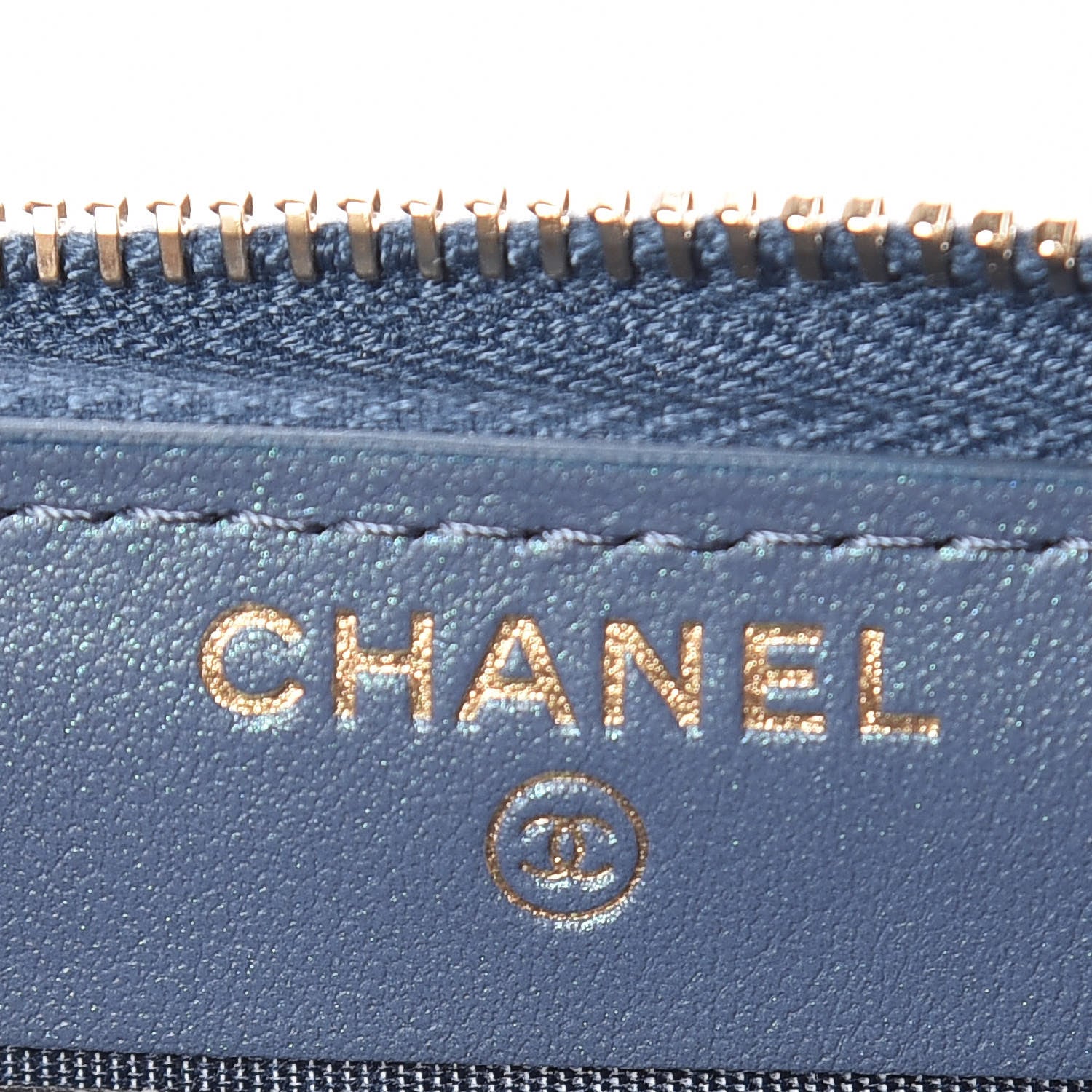 Chanel Iridescent Caviar Quilted Medium Zip Around Wallet Dark Blue 6 of 11
