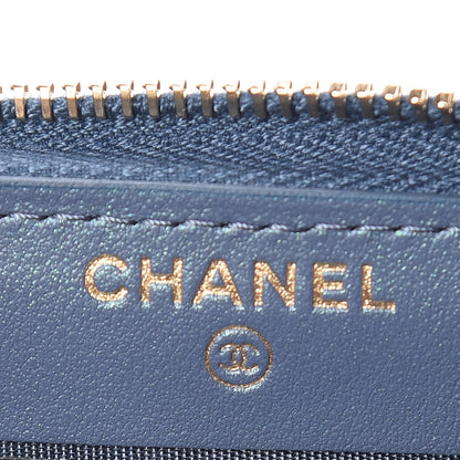 Chanel Iridescent Caviar Quilted Medium Zip Around Wallet Dark Blue 6 of 11