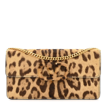 Valentino Garavani Calf Hair Leopard Print VSling Chain Wallet 1 of 11