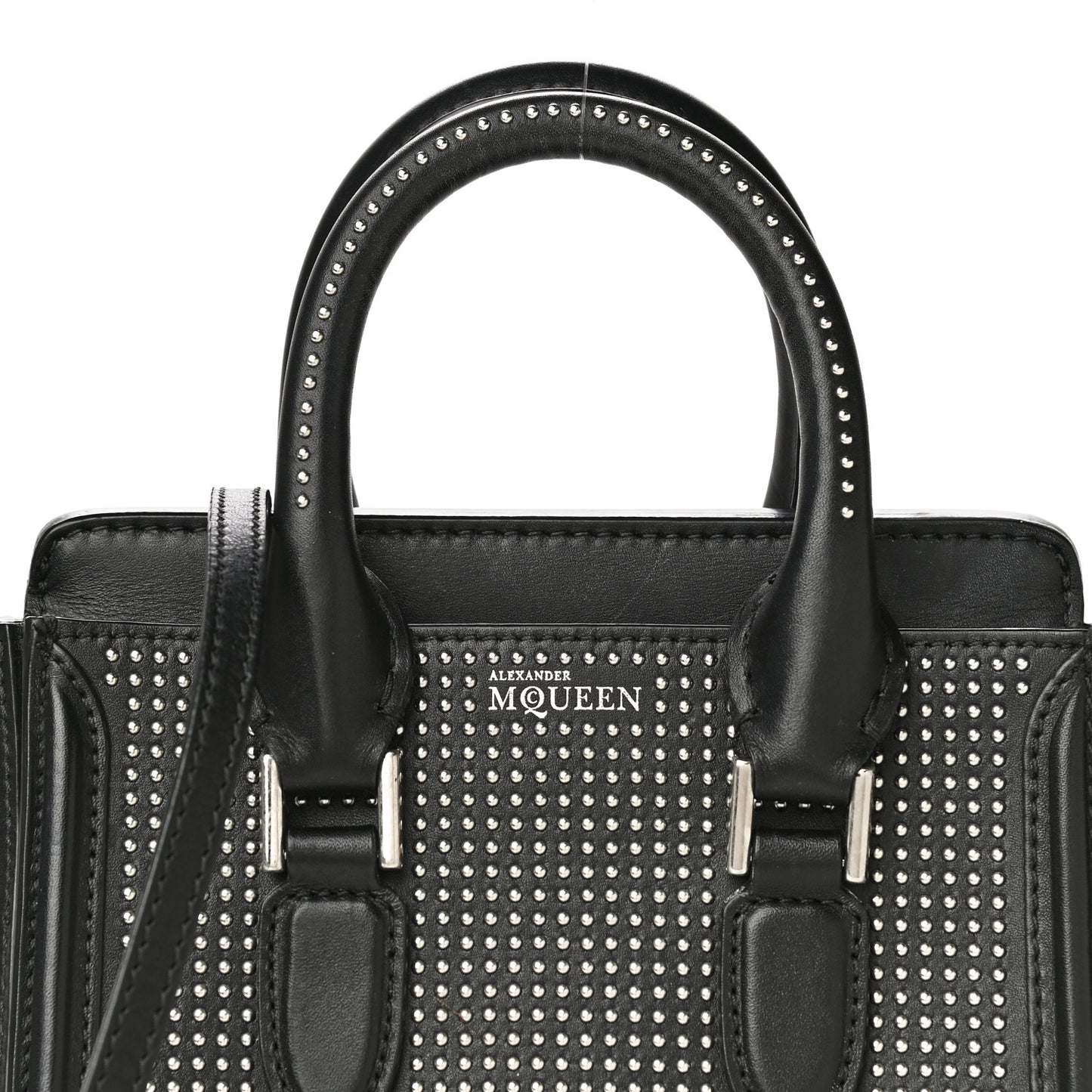 Calfskin Studded Mini Heroine Top Handle Bag Black