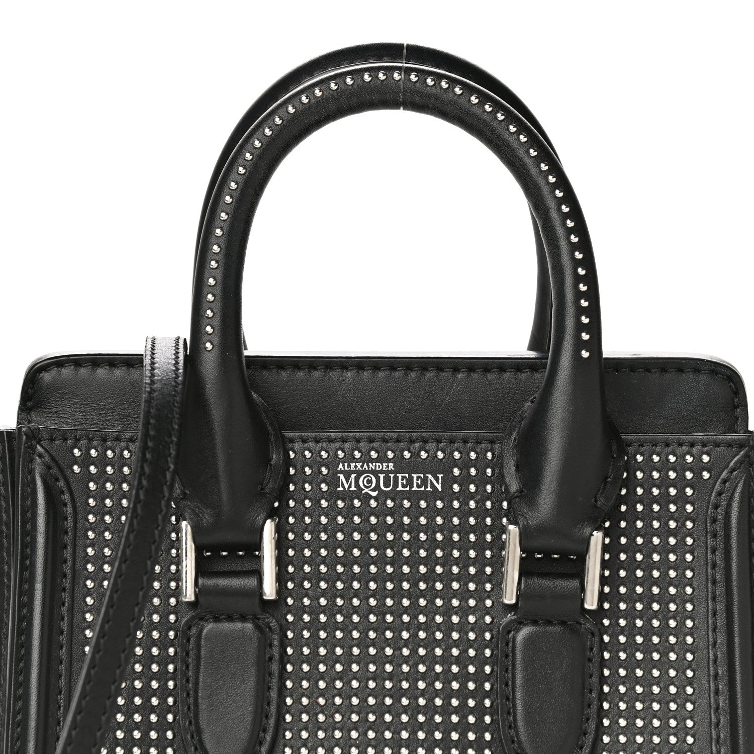 Alexander McQueen Calfskin Studded Mini Heroine Top Handle Bag Black 35 of 35
