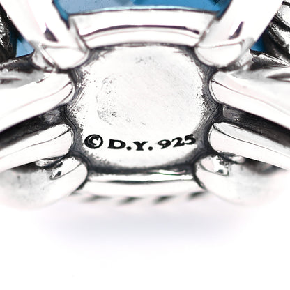 David Yurman Sterling Silver Diamond Hampton Blue Topaz 14mm Chatelaine Ring 54 7 5 of 5