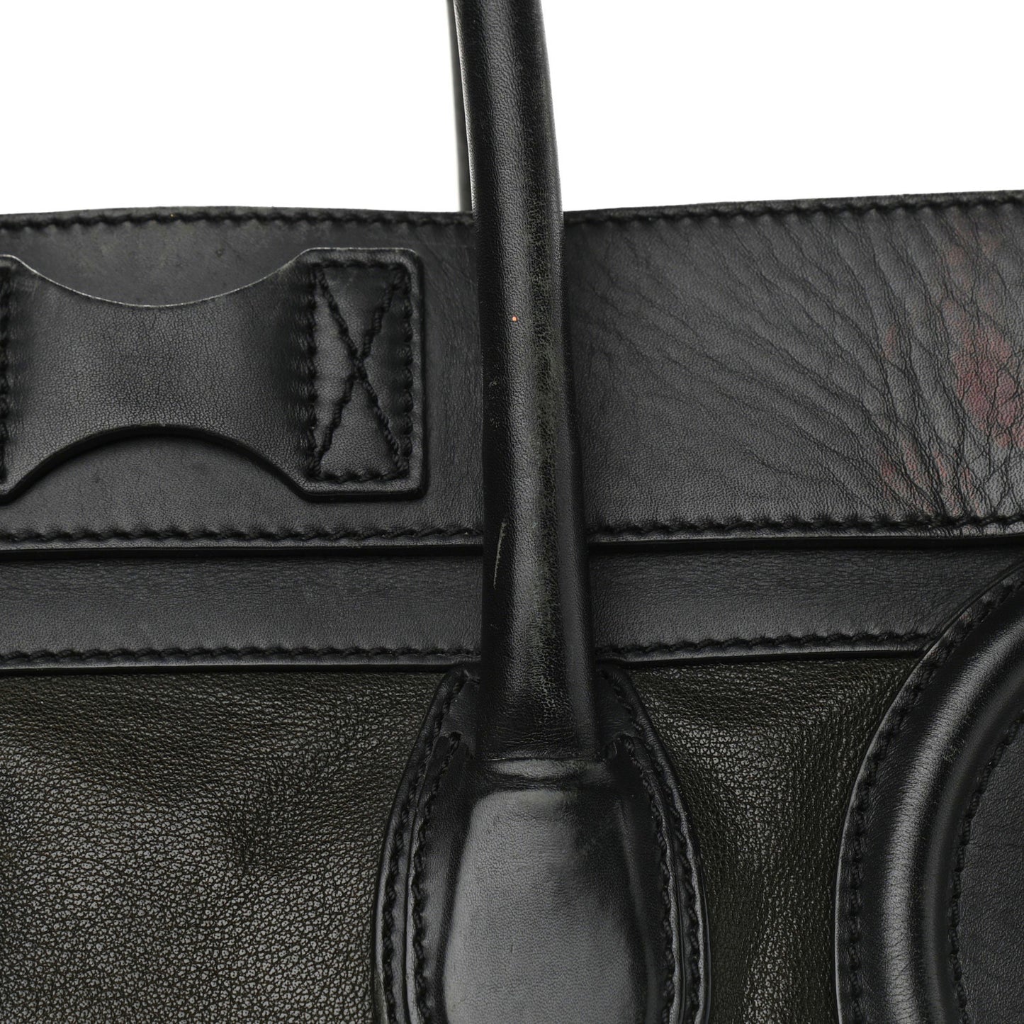 Smooth Calfskin Mini Bi-Color Luggage Forest Black