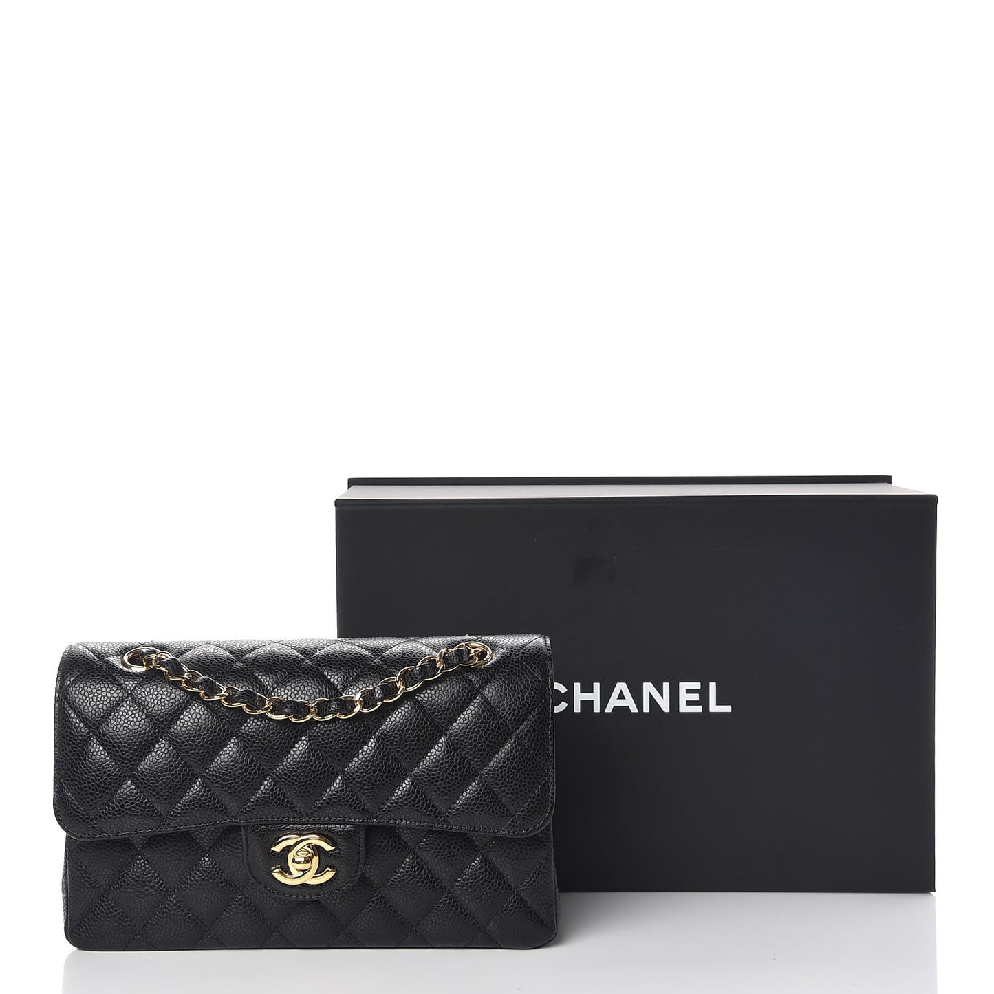 Caviar Quilted Small Double Flap Black