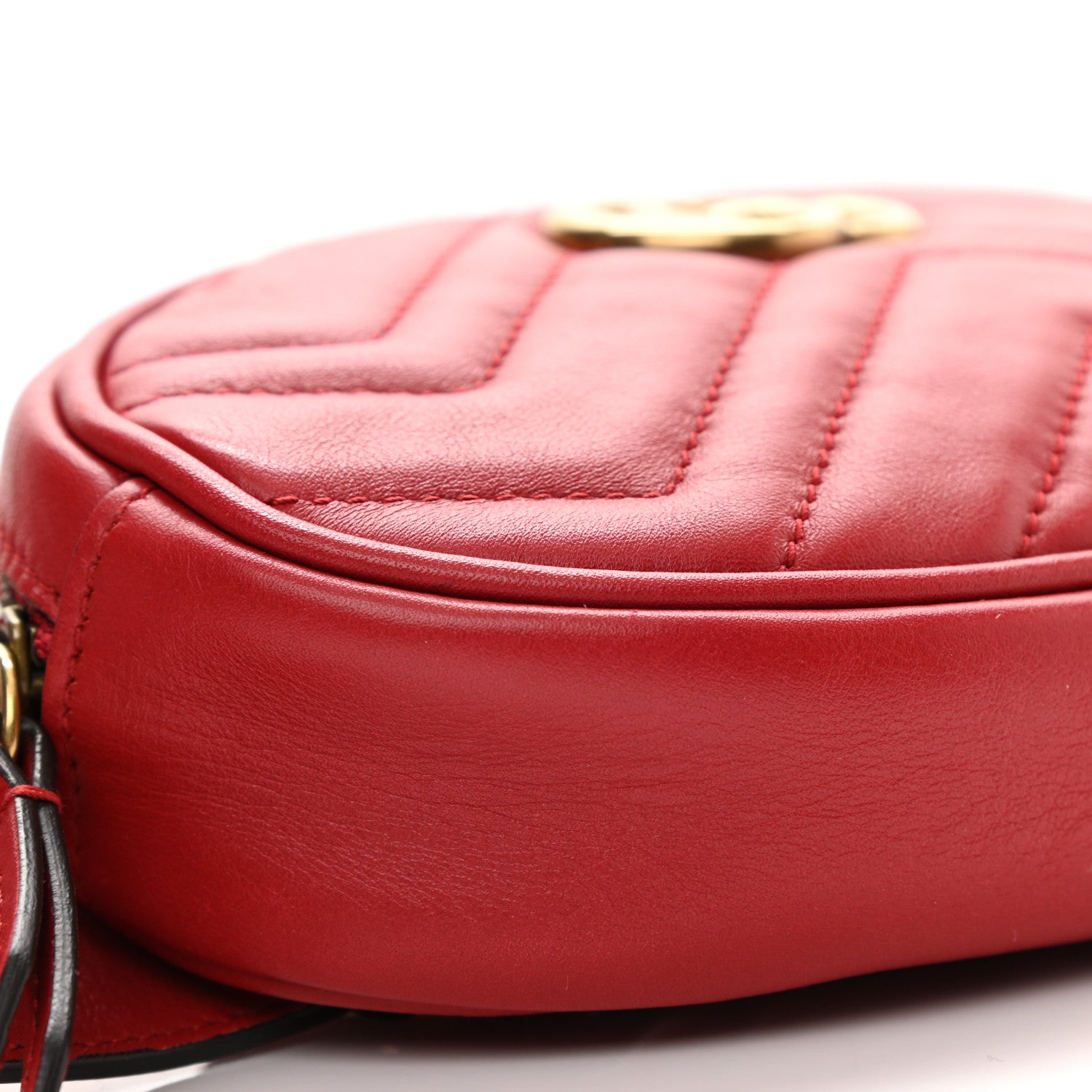 Gucci Calfskin Matelasse GG Marmont Belt Bag 85 34 Hibiscus Red 12 of 13