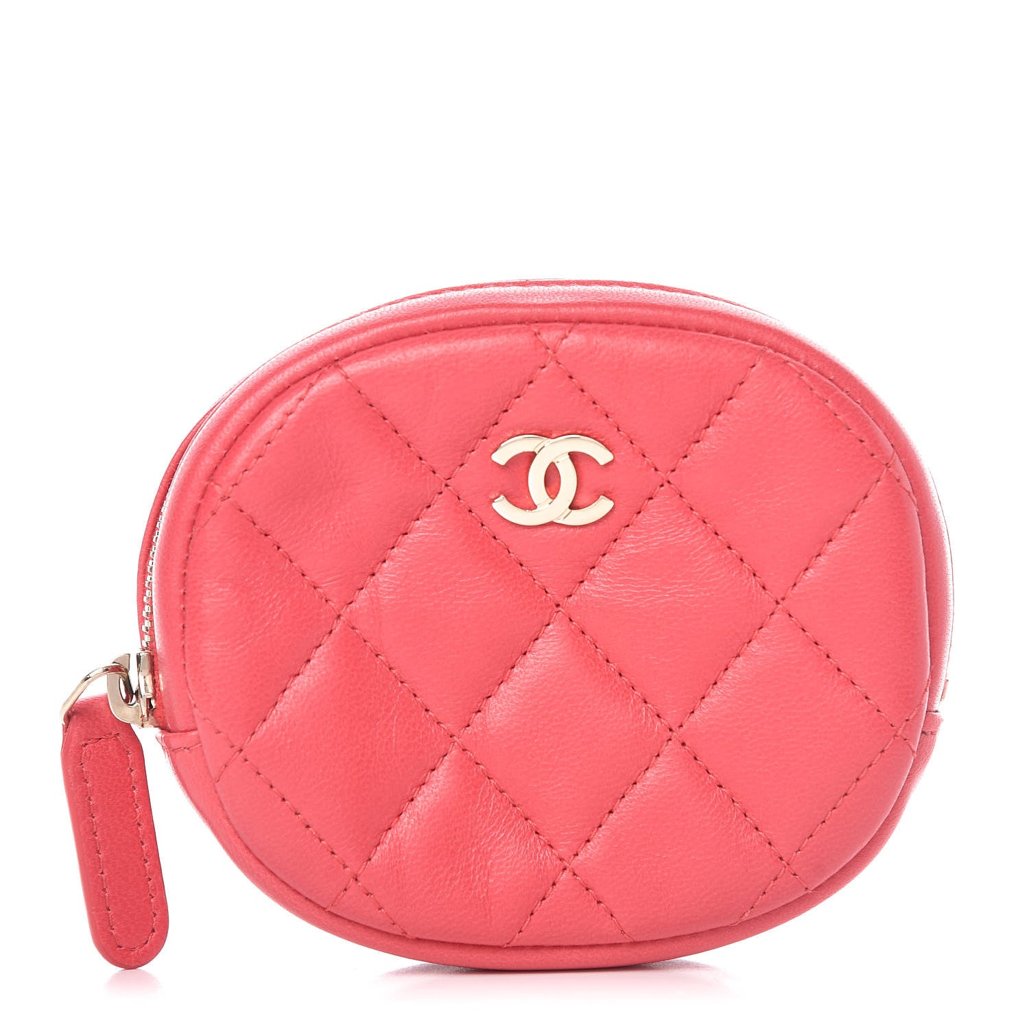 Chanel Lambskin Quilted Zip Around Classic Coin Purse Coral 1 of 8