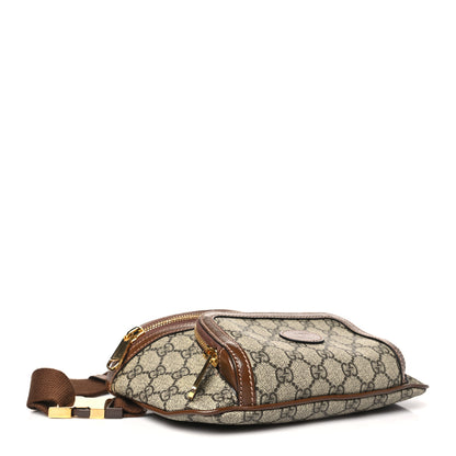 Gucci GG Supreme Monogram Textured Calfskin Retro Interlocking G Belt Bag Beige Ebony Brown Sugar 4 of 12