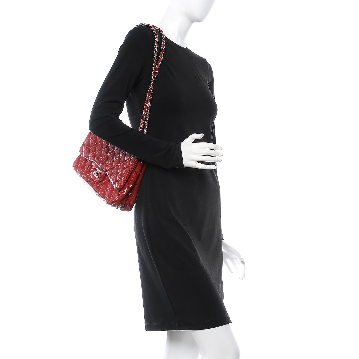 Patent Quilted Jumbo Double Flap Red